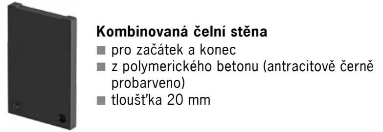 ACO Stěna čelní, čelo kombinované pro začátek a konec žlabu Monoblock PD 100V, barva natur