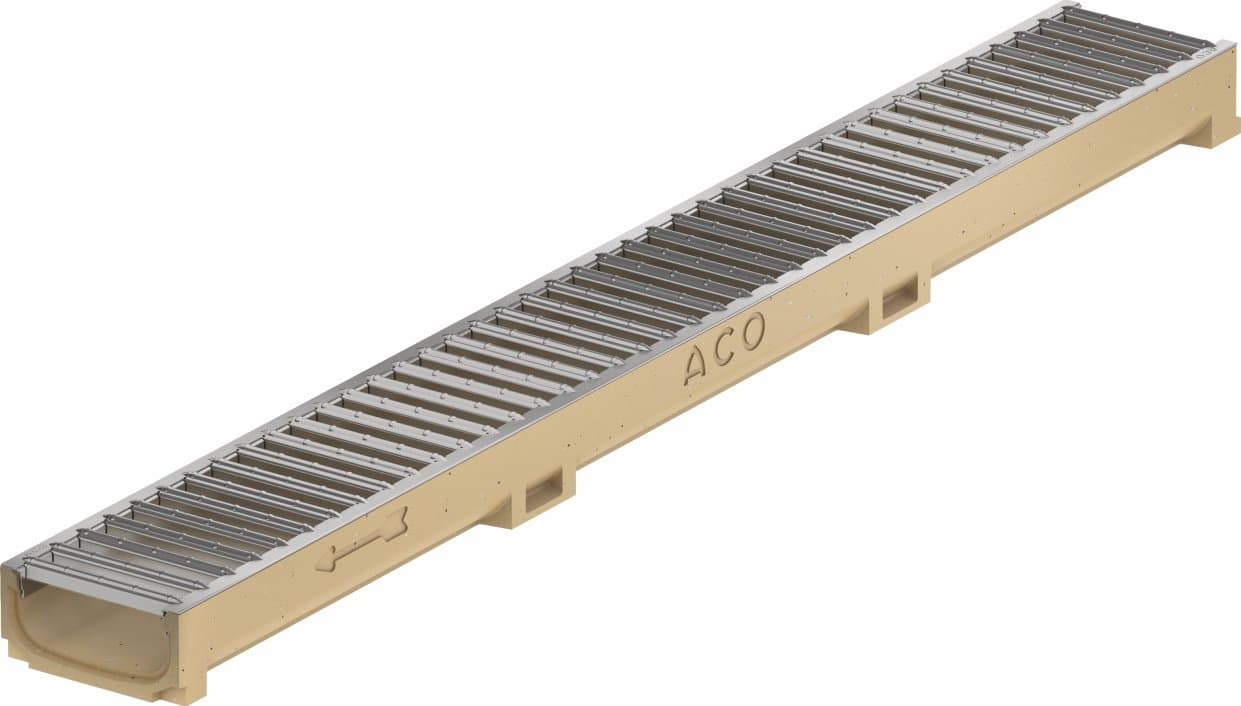 ACO Žlab Euroline mini polymerbeton s pozinkovým roštem, délka 1000mm, šířka 118mm, hloubka 58mm