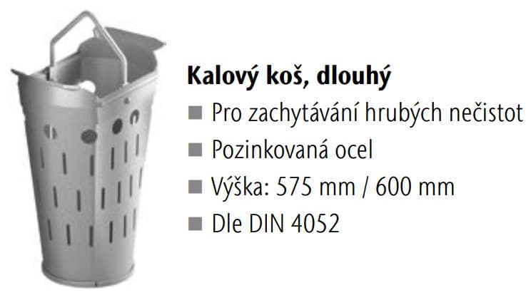 ACO Koš kalový dlouhý C3 pro uliční vpusť Combipoint PP, 300x500mm