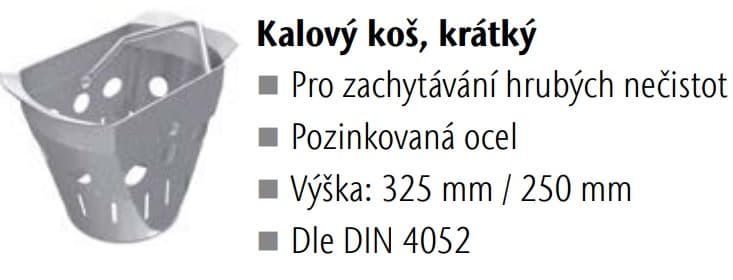 ACO Koš kalový krátký D1 pro uliční vpusť Combipoint PP, 300x500mm